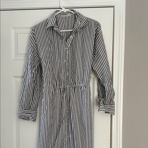 Everlane Striped Midi Dress in Black and White